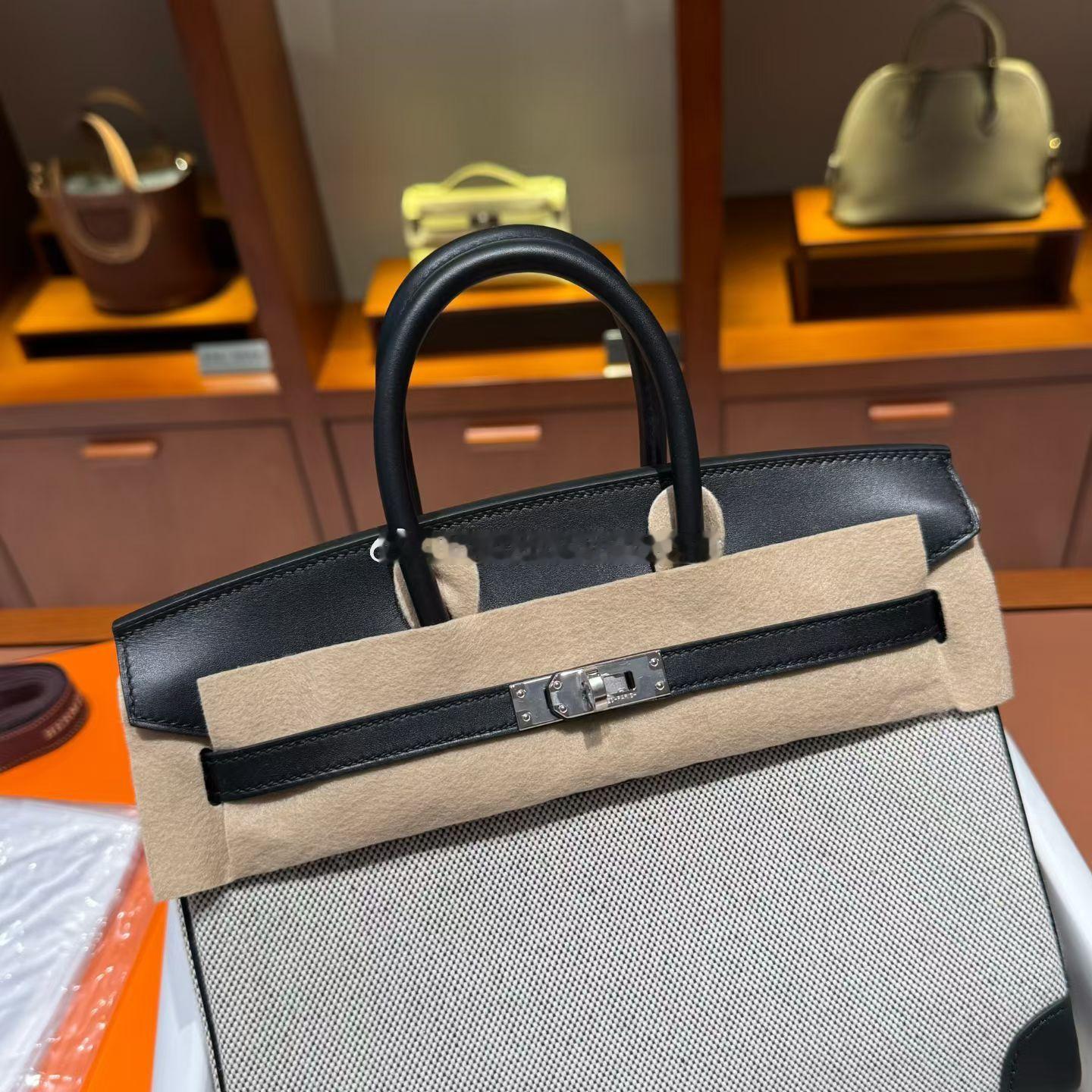 Birkin25 帆布拼Swift皮 熊猫色 黑银爱马仕hermes