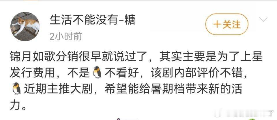 锦月如歌🐧主推大剧，还给了最好的档期，又必爆剧了[举手] ​​​