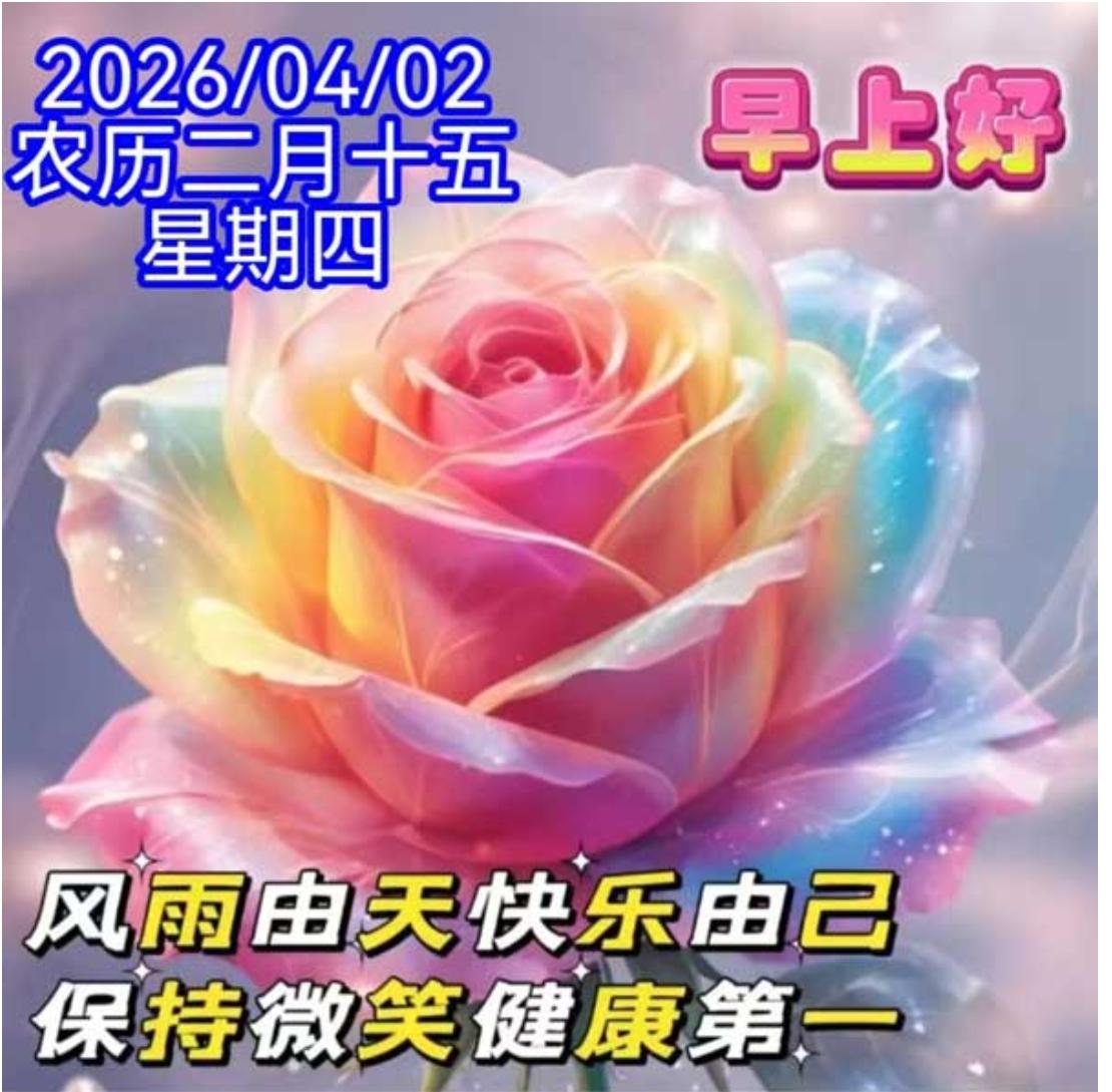 [福]4月2日早安语🌹
新的一天，即将起航，心情舒畅，才能健康，阳光温暖，微风