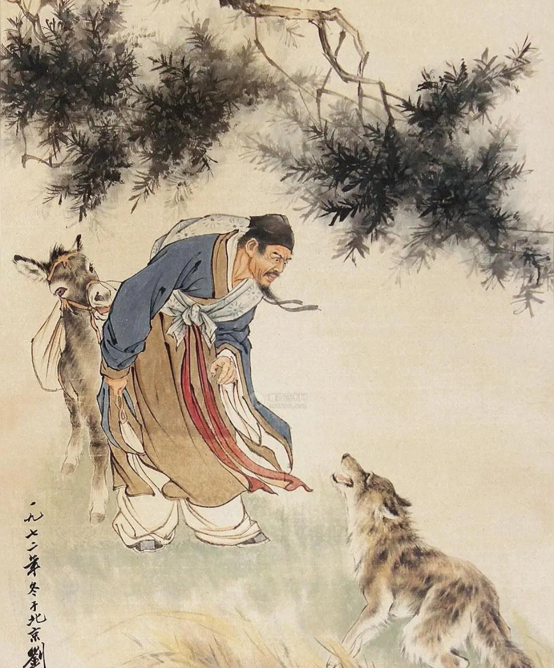上联，？？？

下联，农夫除害，东郭旅途遇饿狼