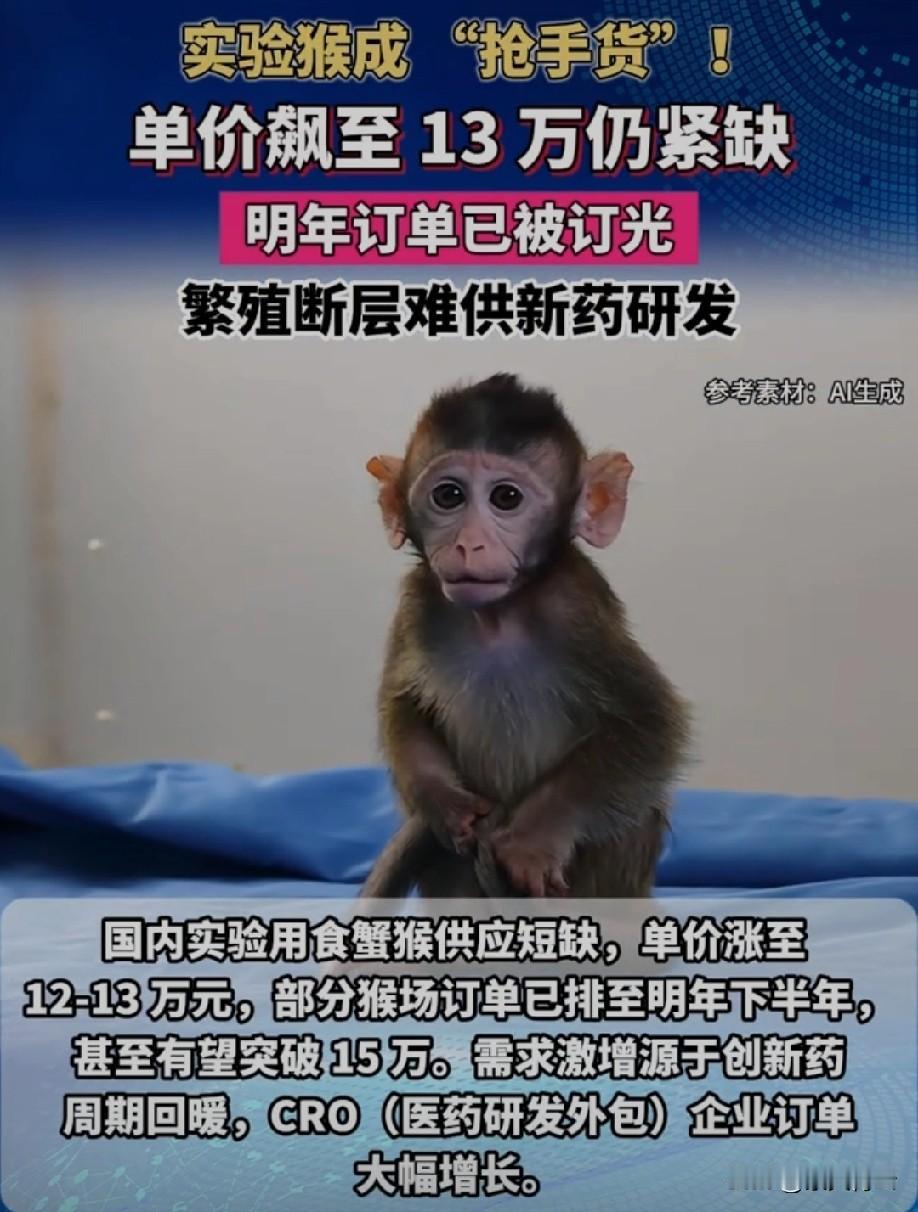 咱们常说的“实验猴”直接涨成了“天价宝贝”，一只居然飙到13万还抢不着，妥妥的“