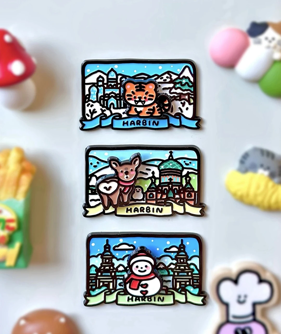哈尔滨画风最可爱的冰箱贴