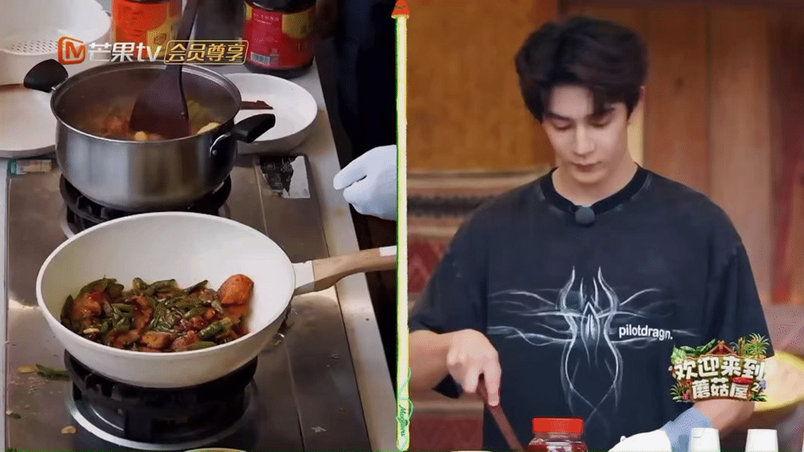 夏之光厨房主理人灶台前的夏之光，比舞台更耀眼！双锅料理的从容，颠勺时的自信，还有