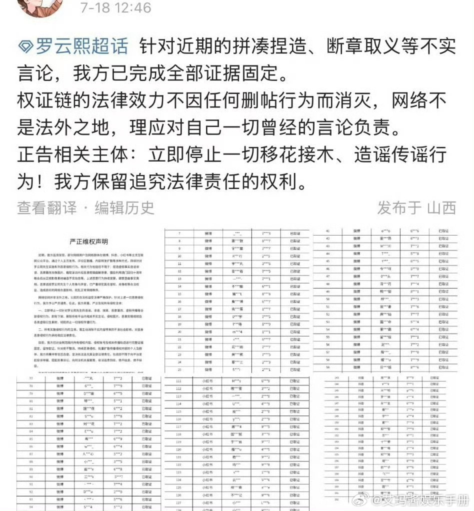 罗云熙方表示已经完成全部证据固定，准备维⭕了，你怎么看？ 