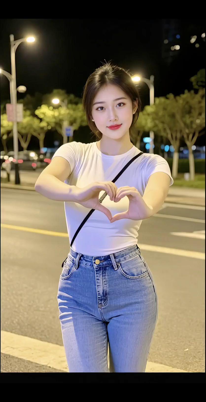 清纯甜美 紧身牛仔裤 微胖女生 紫诺