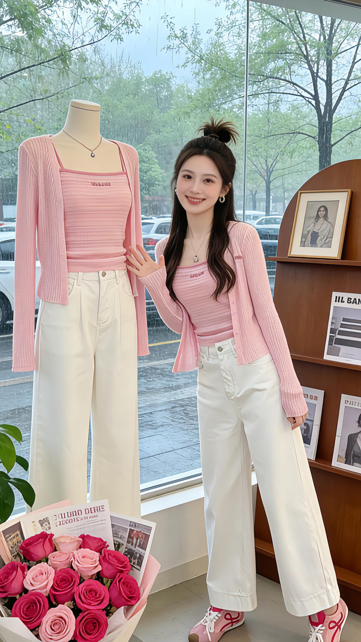 Danny的春日漫游日记📷 从试衣间的粉嫩套装，到秋千上的慵懒午后，再到湖边石