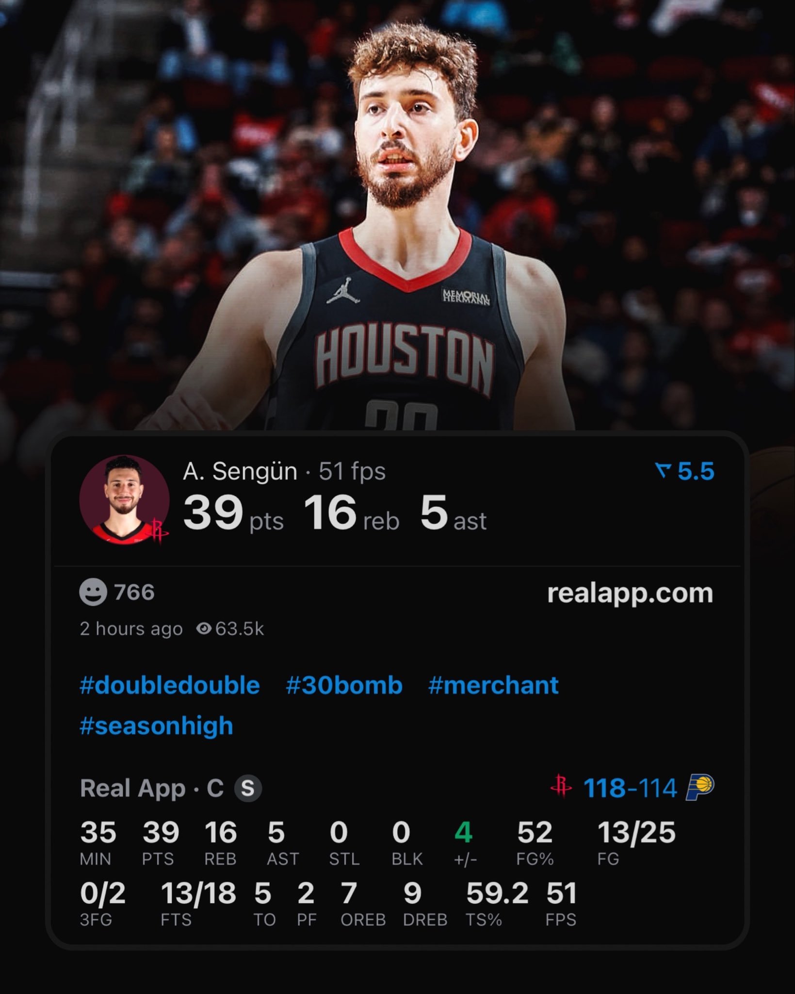 比申京拿到35+15+5更年轻的上一个火箭球员是…姚明火箭vs步行者NBA