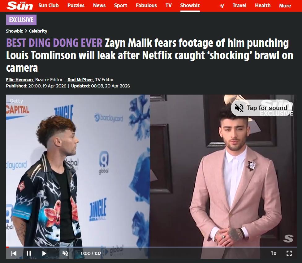 欧美有自己的花少2！！《太阳报》继续爆料，Zayn Malik 辱骂 Louis