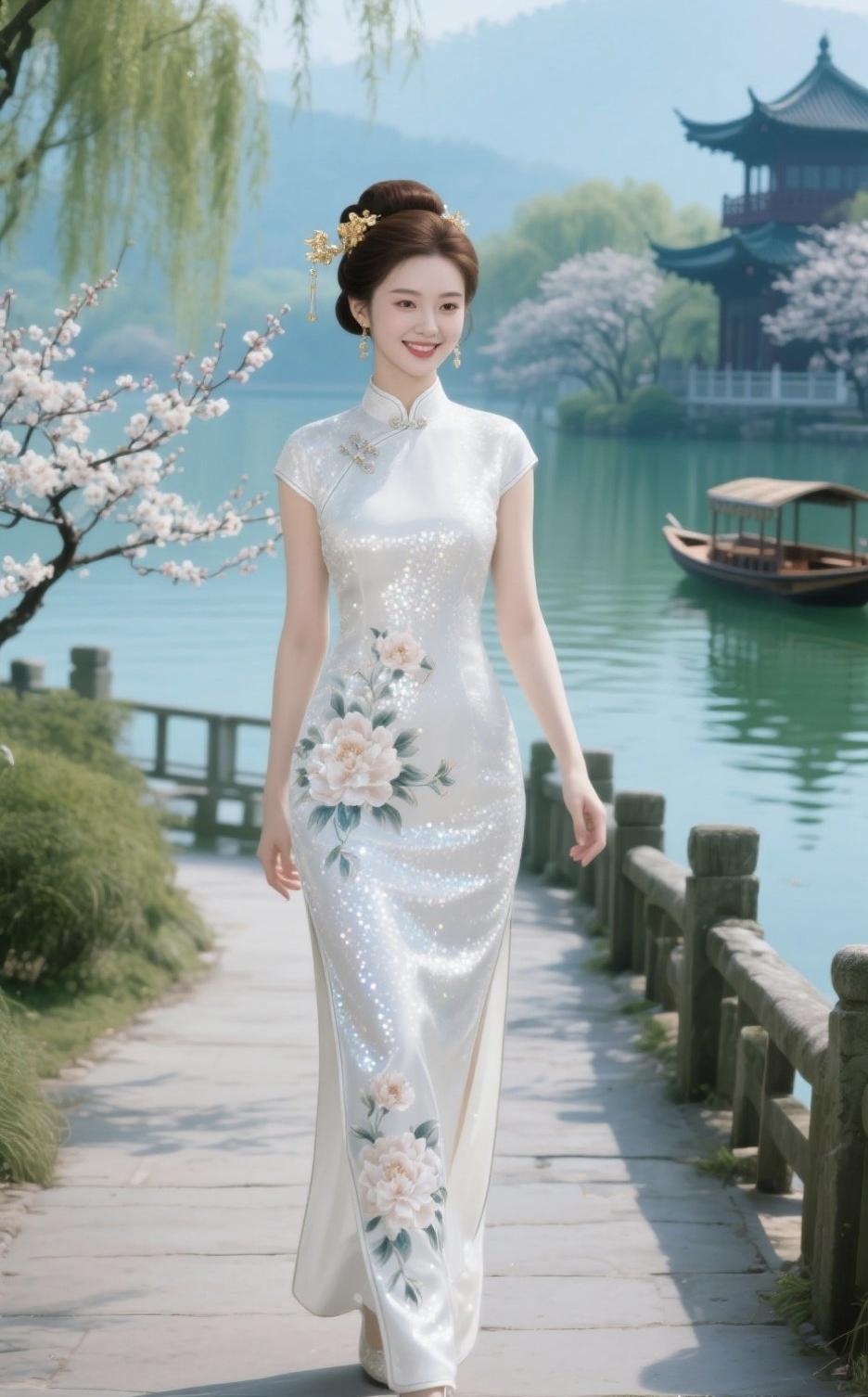 《旗袍里的温柔与锋芒》
 
针脚藏尽岁月长
一领斜襟，绾起月光
盘扣轻系，不慌不