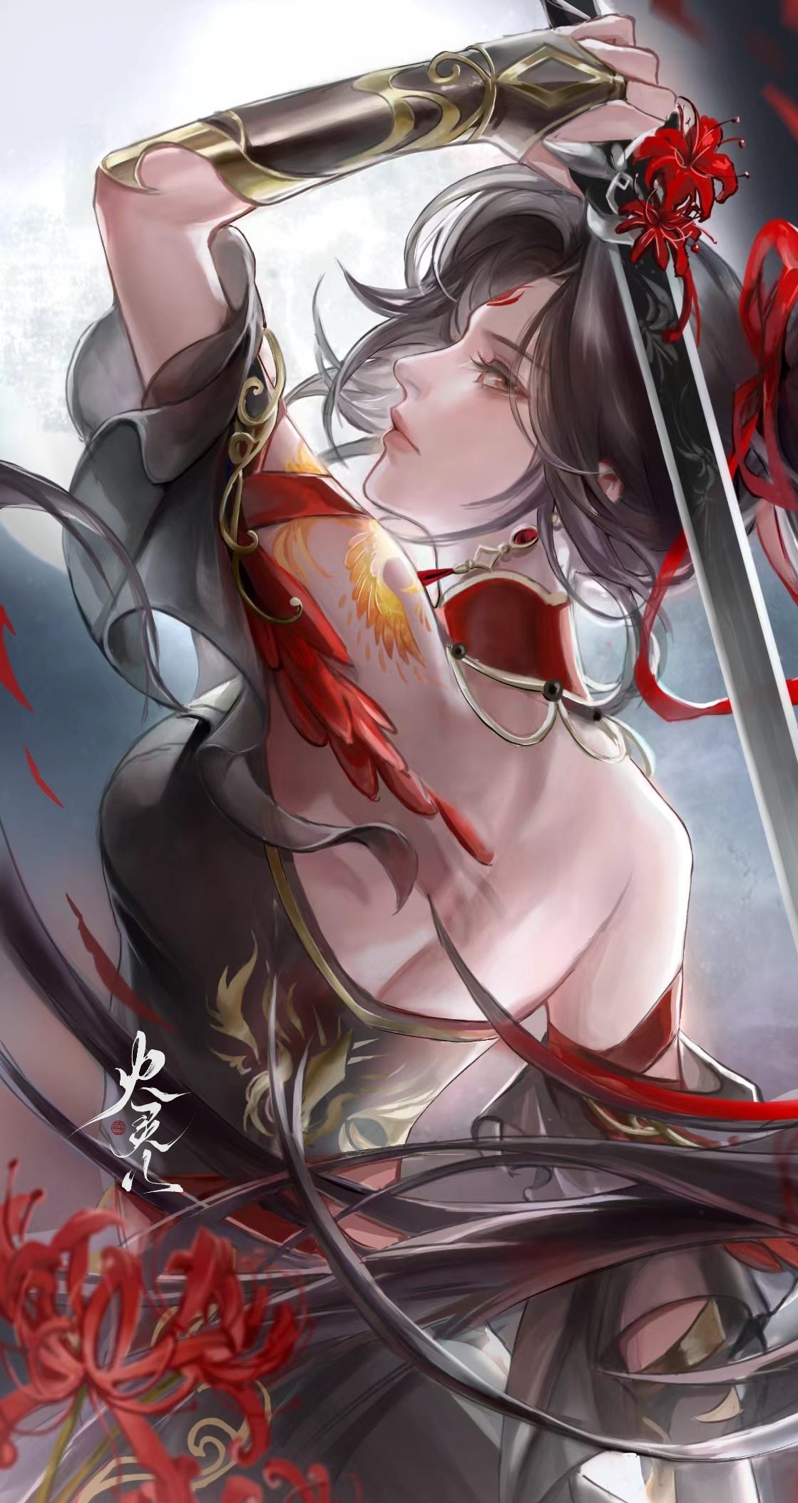 完美世界官方女主火灵儿火灵儿1009生日快乐 剑引霜风鬓影扬，凤纹凝艳映红芳。幽