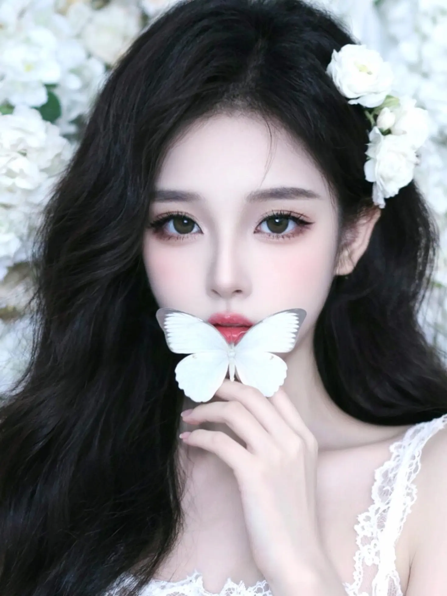 小清新美女头像 蝴蝶女生头像 粉色蝴蝶妆容分享 真人头像 清纯头像