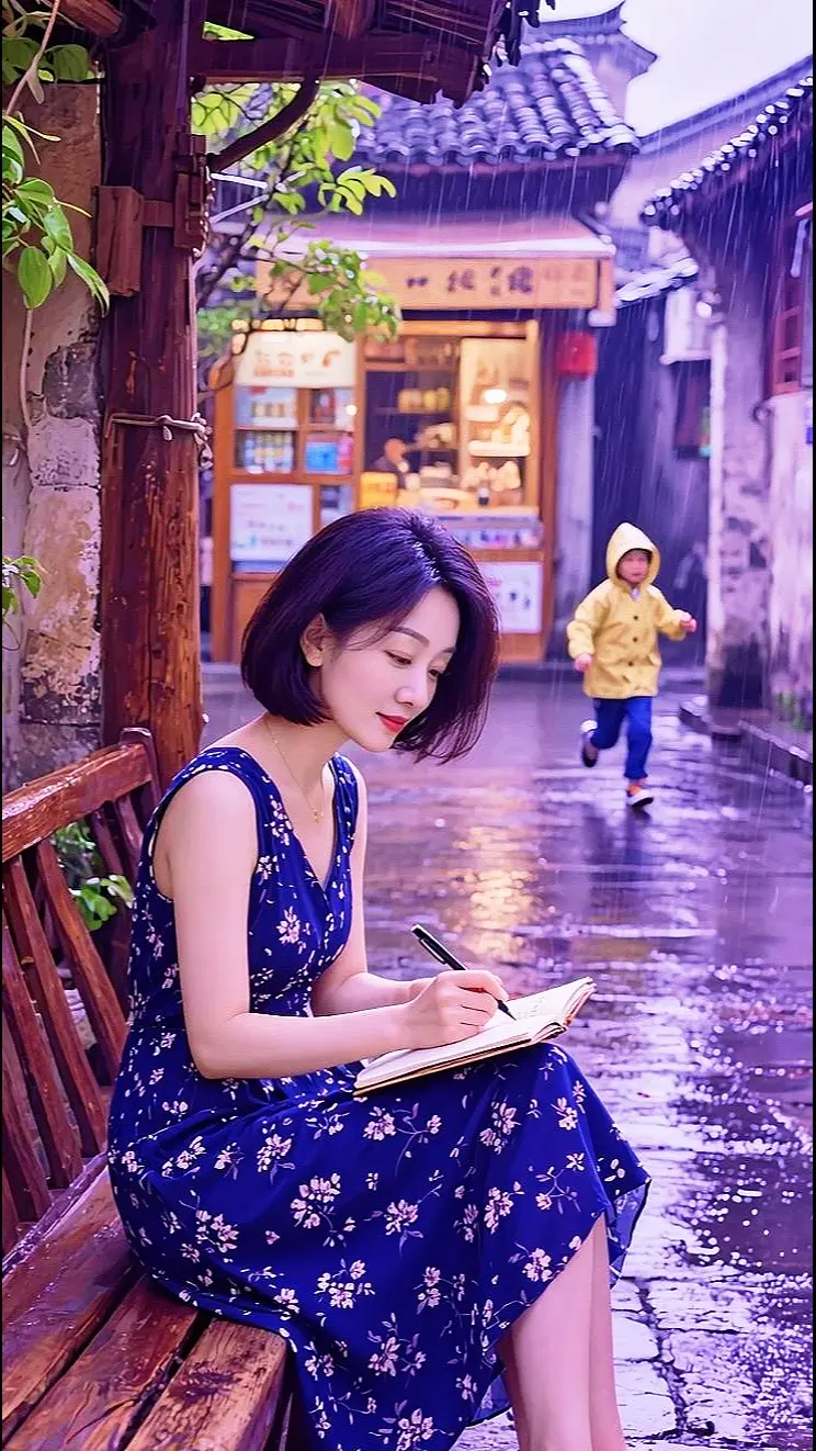 AI雨巷写生照 ai创作 玩法达人伙伴计划广告分成