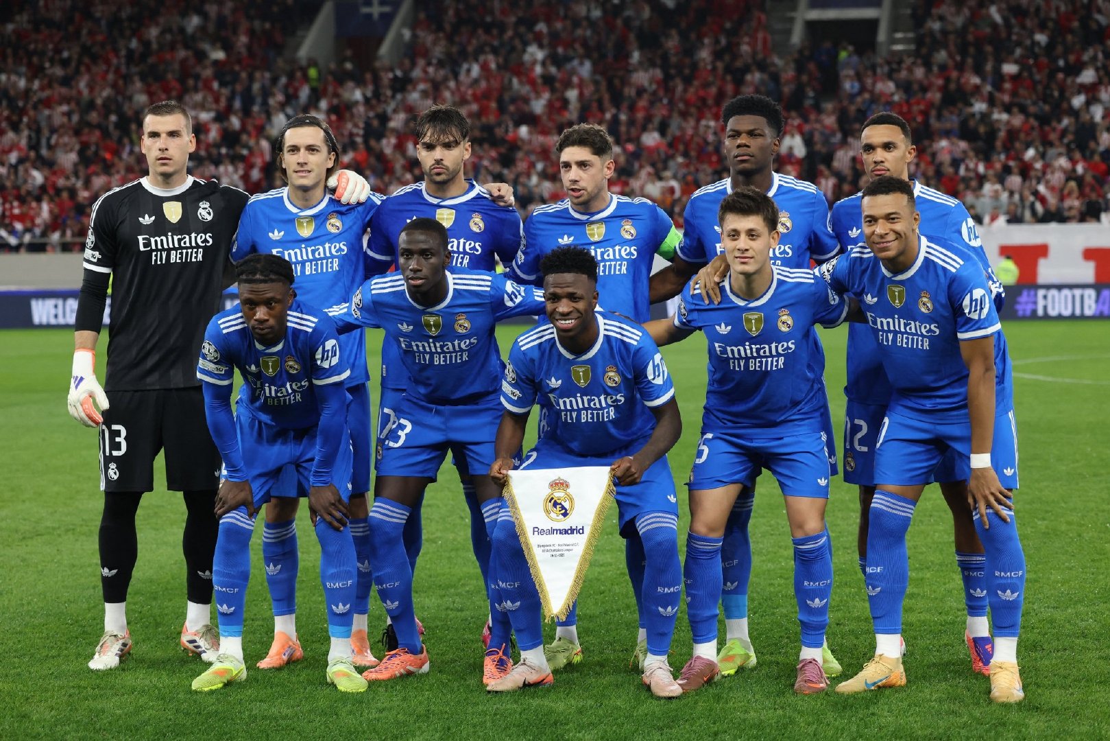 上半场结束，皇马客场3-1奥林匹亚科斯！！！姆巴佩帽子戏法，威尼修斯、居莱尔和卡