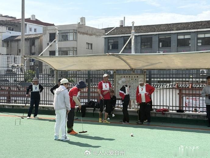 台州玉环为老人组了场门球健身PK局5月11日，玉环市老年人活动中心门球场热闹非凡