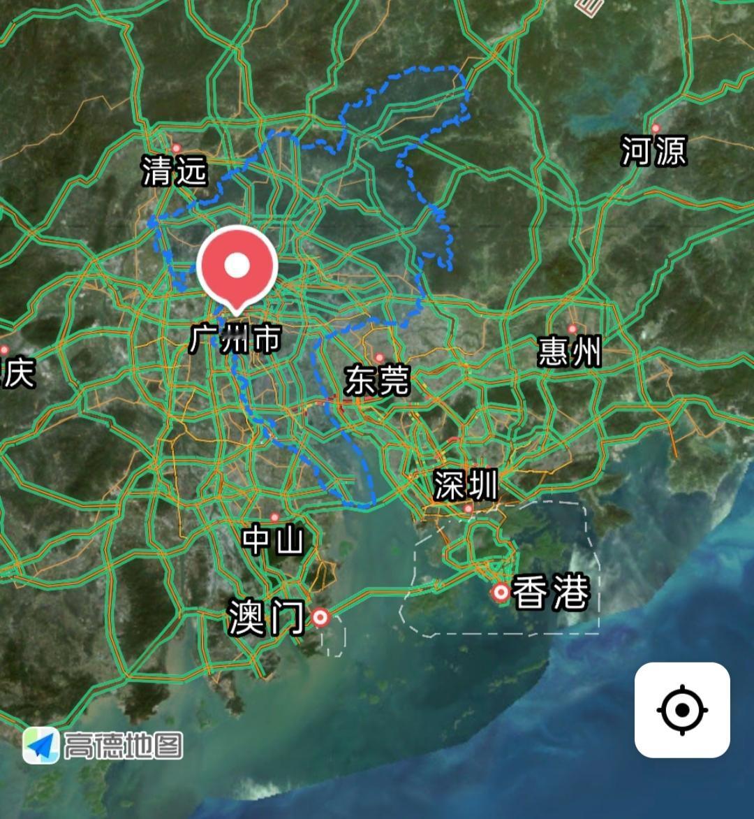 高德地图中的珠三角和长三角公路网。