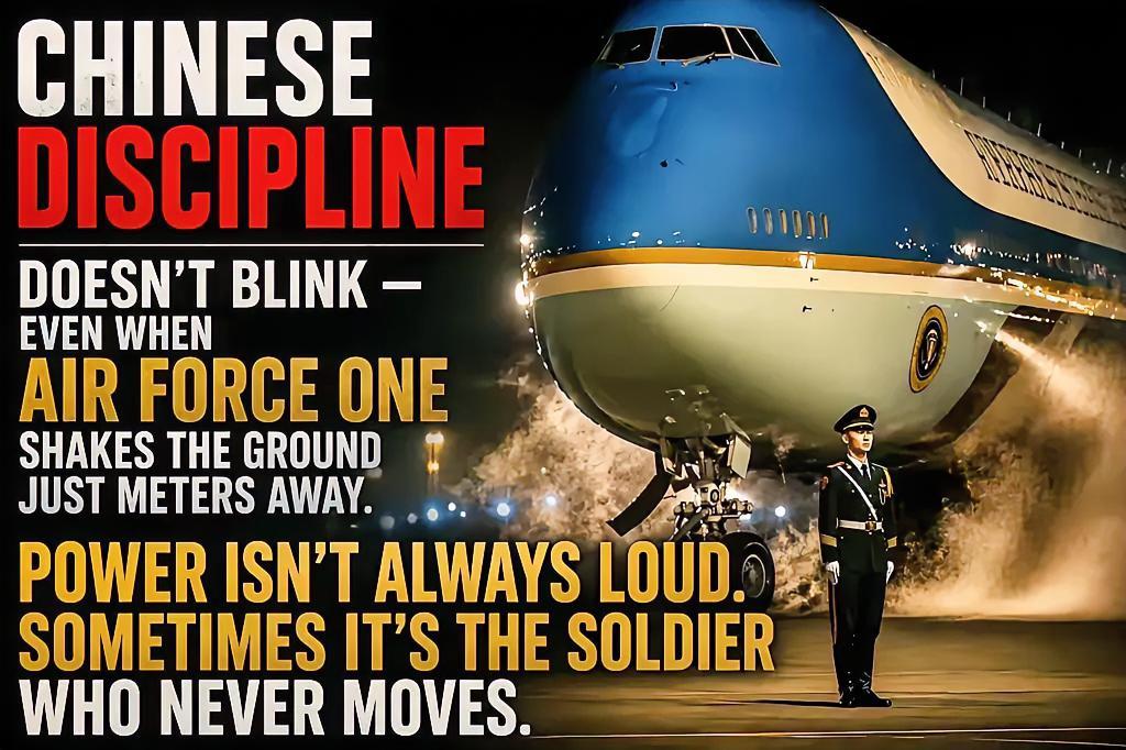 震撼外媒的一张图片，绝了！中国式的纪律，即使空军一号在几米外震动大地，也毫不眨眼