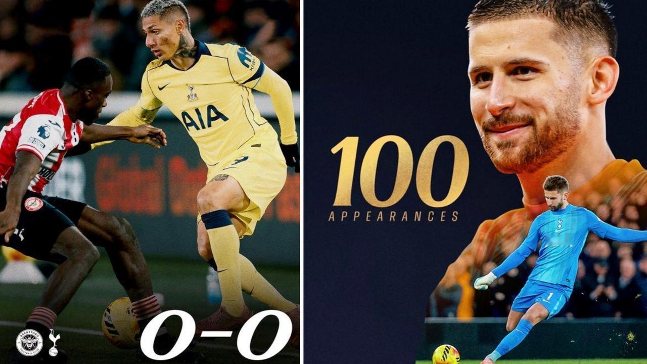 英超：热刺客场0-0闷平布伦特福德，近4轮仅取1胜。
维卡里奥神扑，罗梅罗造争议