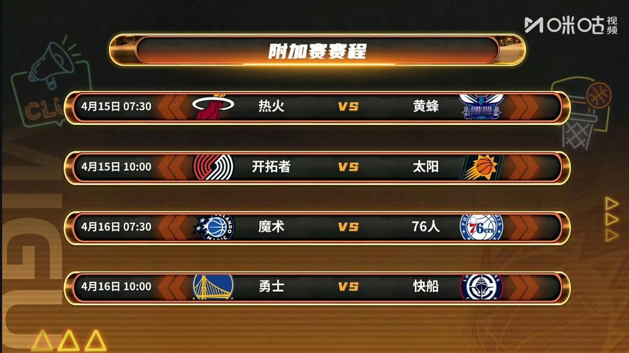 NBA附加赛即将到来，一场定胜负，一切皆有可能。但是7、8名多一次机会。
7、8
