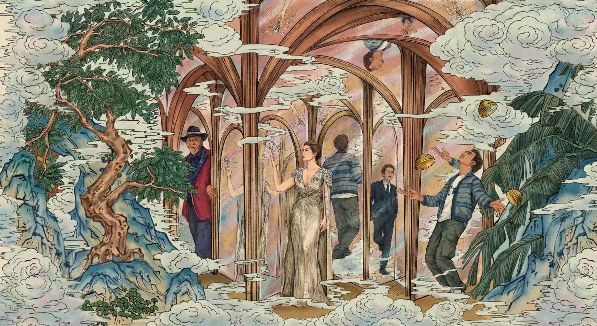 画卷一展，魔术师在云山鹤影间变戏法，这波国风浪漫直接戳我心巴上了 