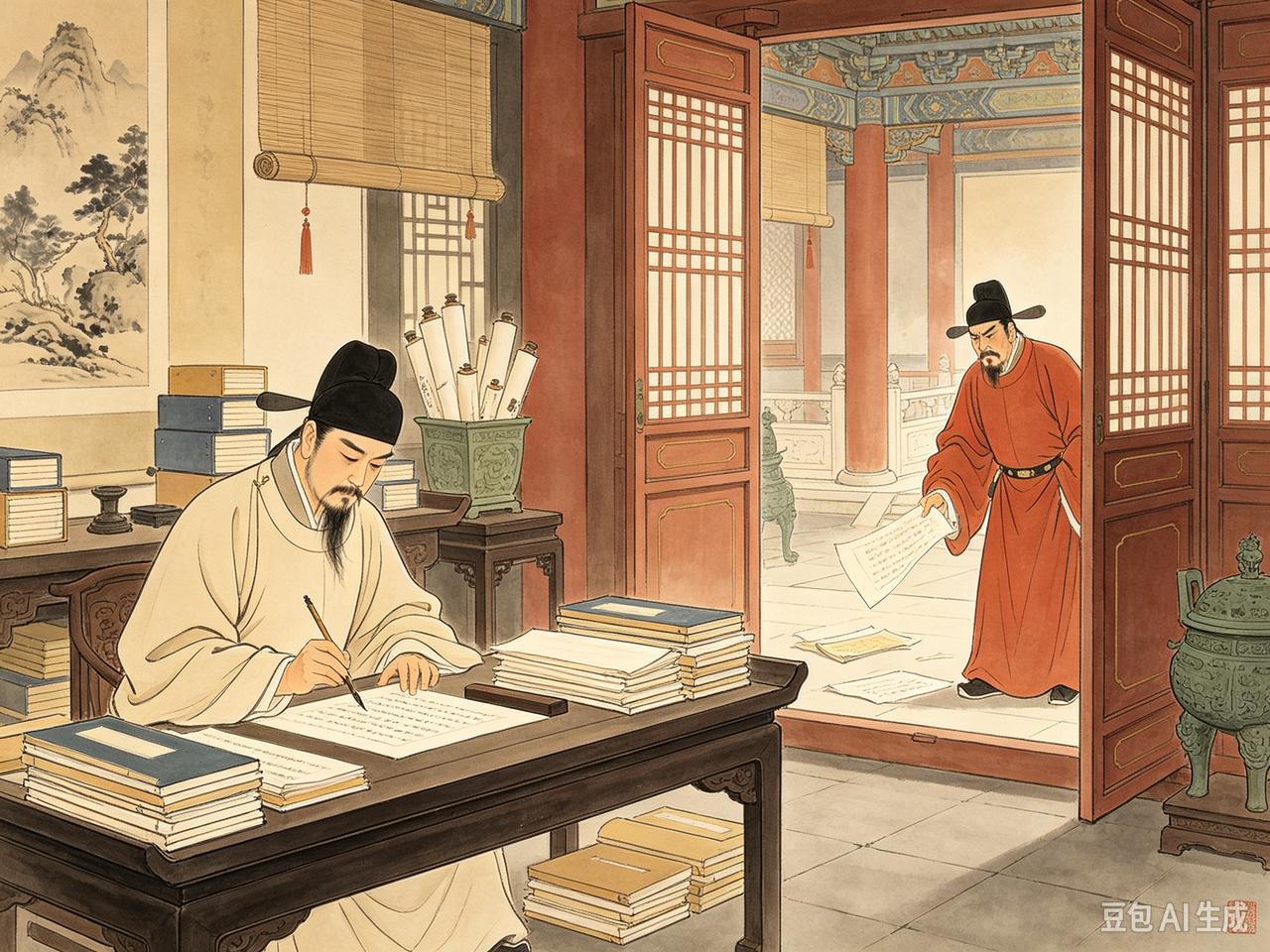 太平兴国八年夏天，黄河决口，不久后堵上了。按惯例，文臣们要写点什么。胡旦写了《河