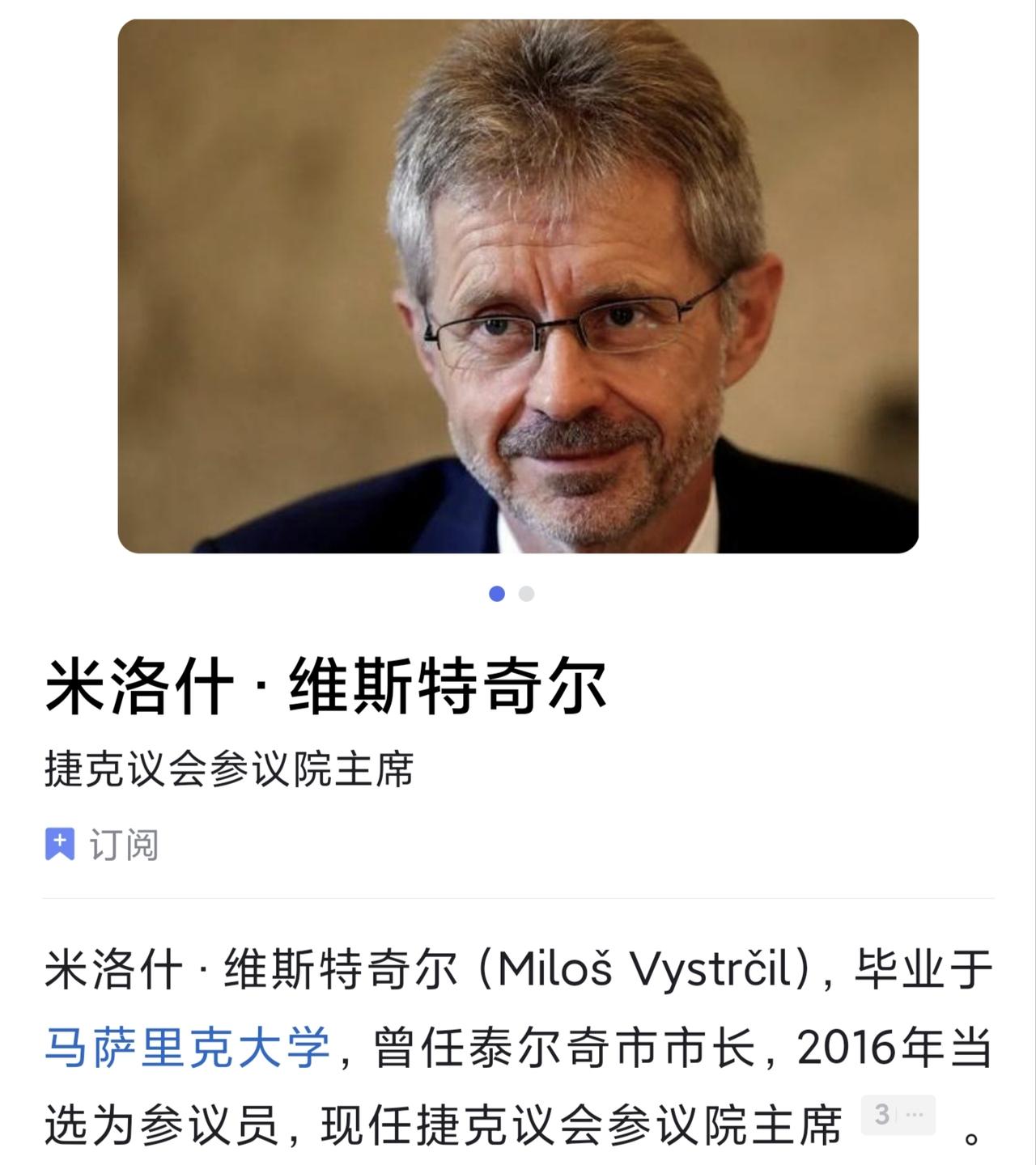 捷克议长窜台叫嚣“国家”，结果自家网友先骂上了

捷克参议院议长维特齐6月2日窜