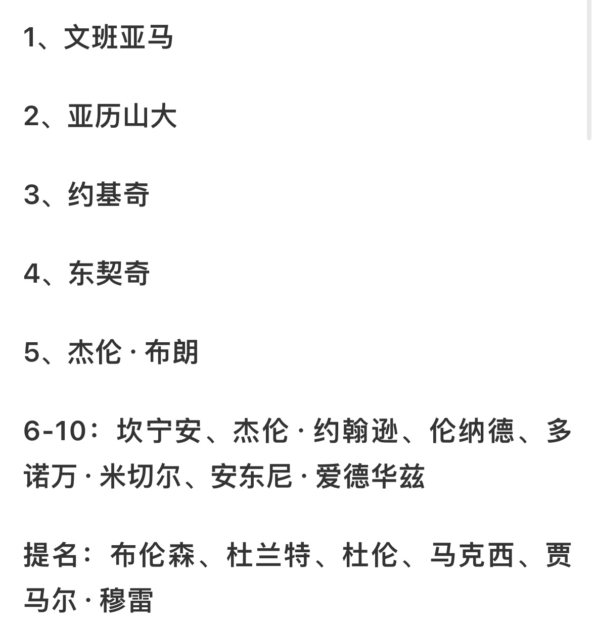 牛逼啊！NBA官网公布最新一期的MVP榜单，文班亚马反超亚历山大升至榜首！！！老