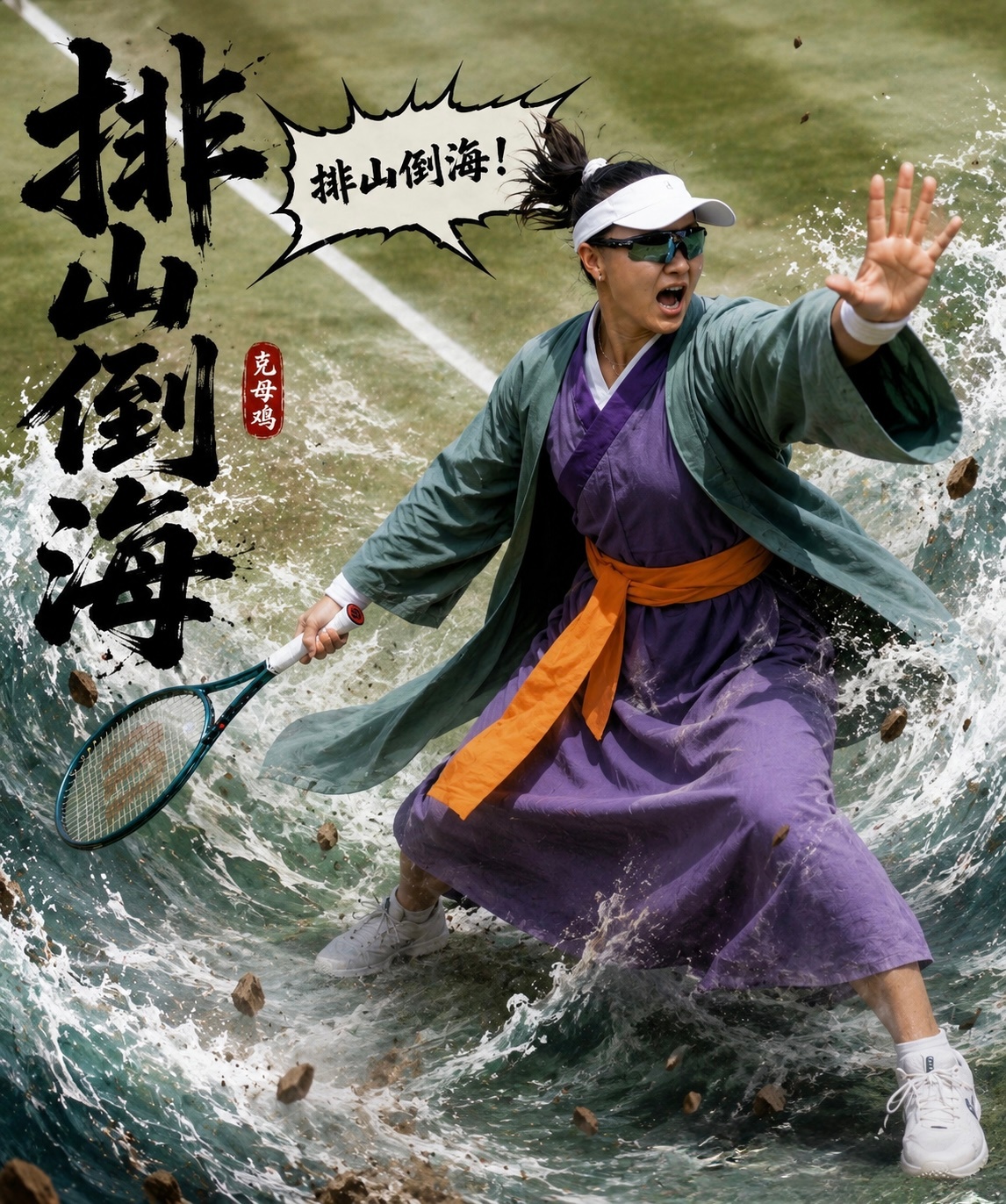 温网女双半决赛中国德比，郭涵煜/梅拉德诺维奇7-6(5) 6-4击败徐一璠/蒋欣