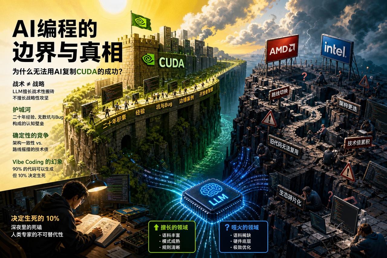 【代码幻觉与CUDA护城河：为什么AI还没能帮AMD翻身？】

如果 LLM 真