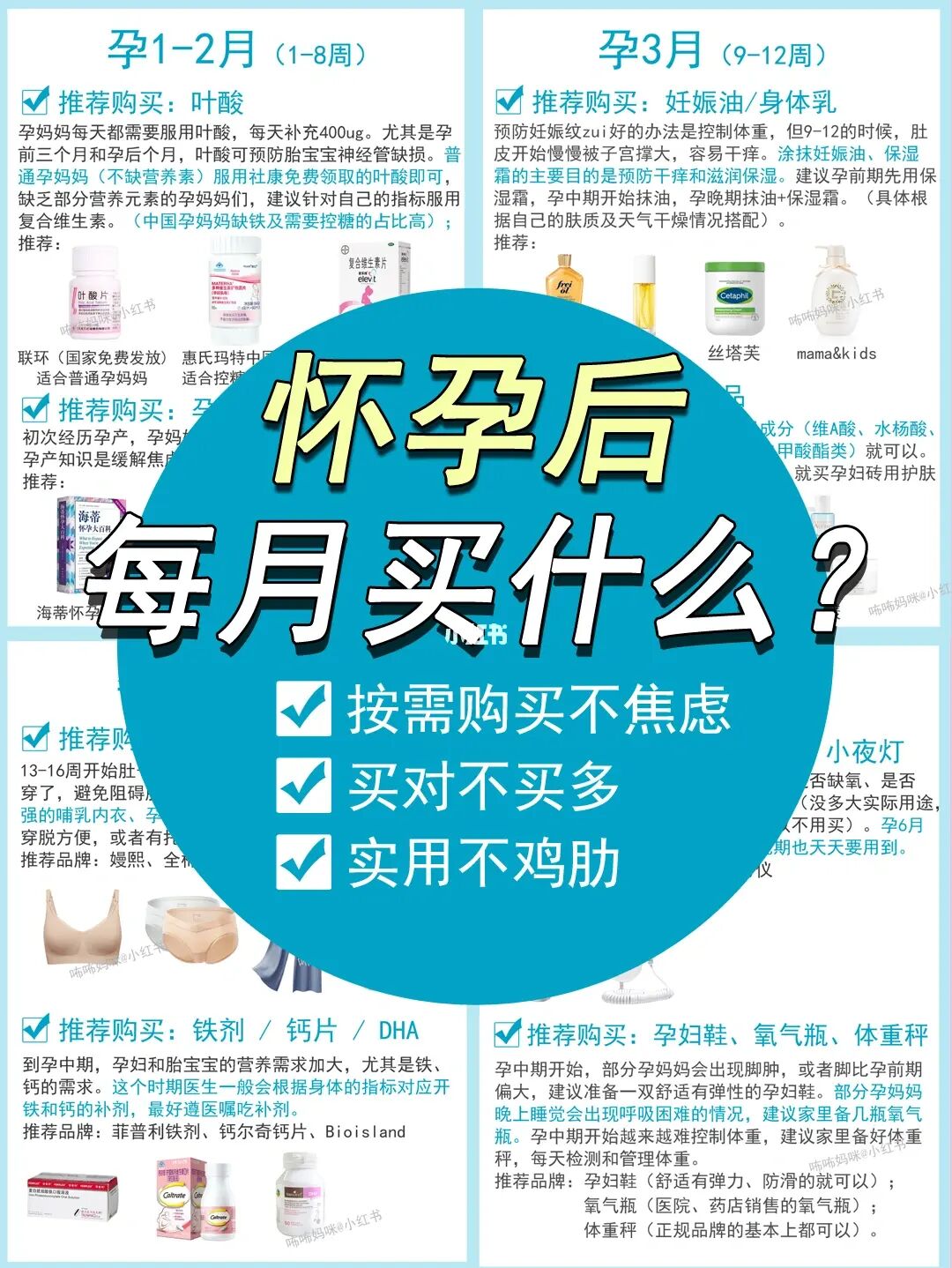 【孕期必备】怀孕后每月需要买什么？