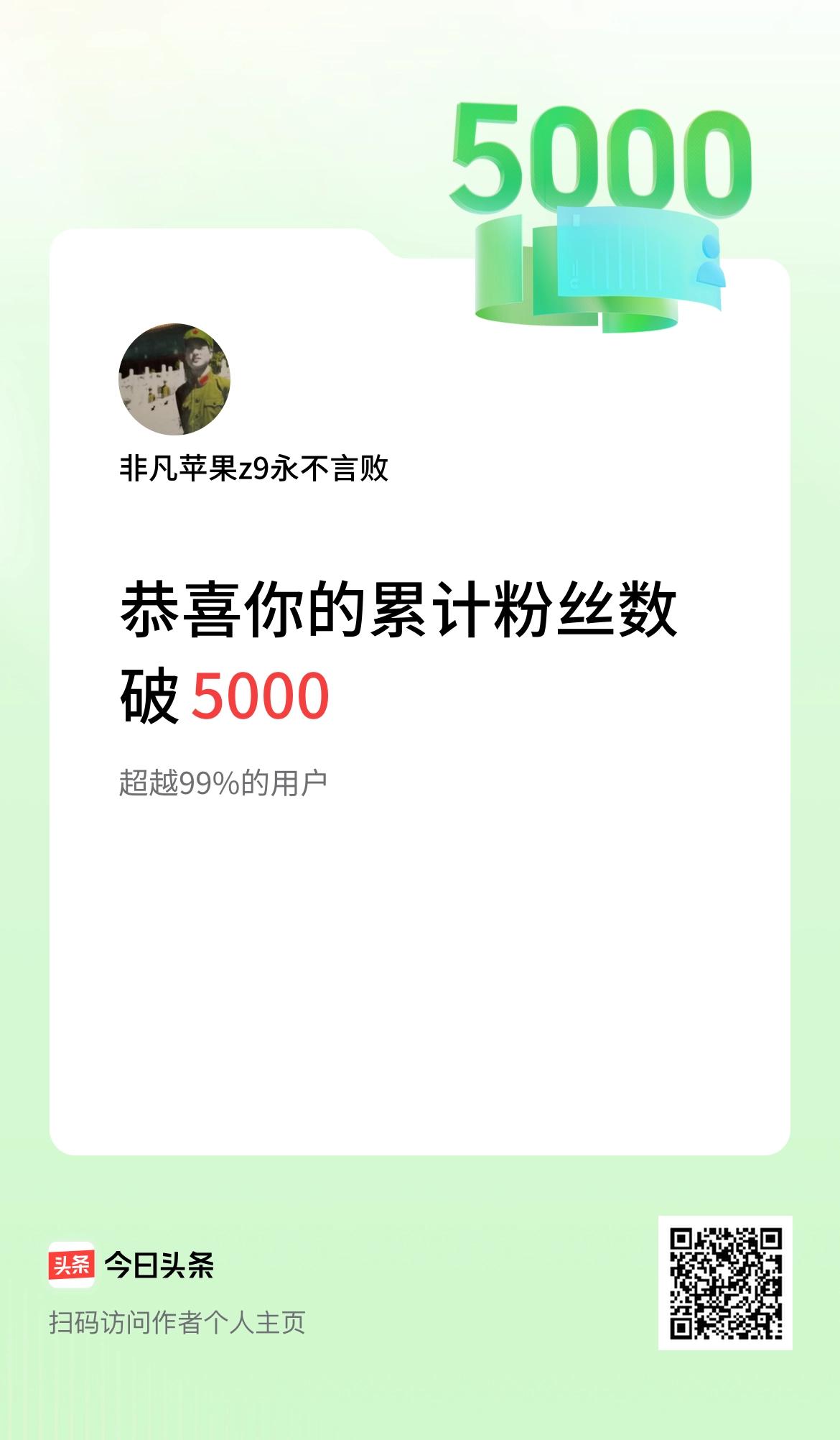  我在头条累计粉丝数破5000啦！