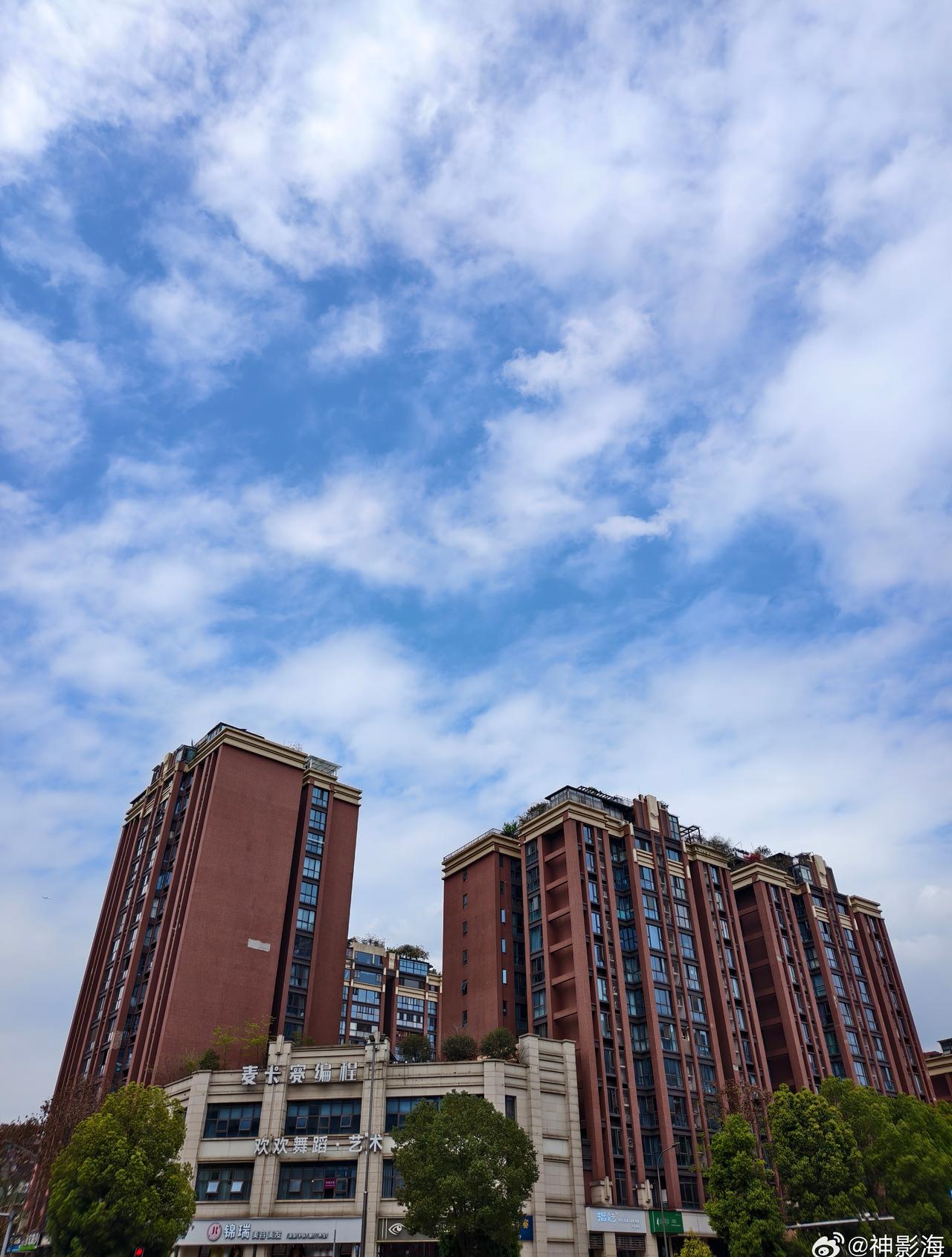 虽说今天有点冷，乌云之中，还是能看到一点点蓝天和白云的 ​​​