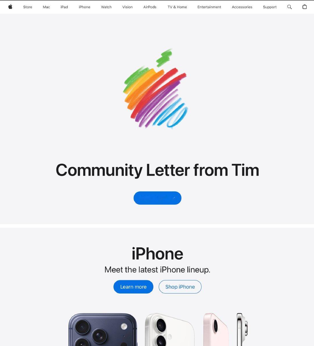 蒂姆·库克（Tim Cook）在 Apple 首页贴出公开信，宣布九月份卸任 C