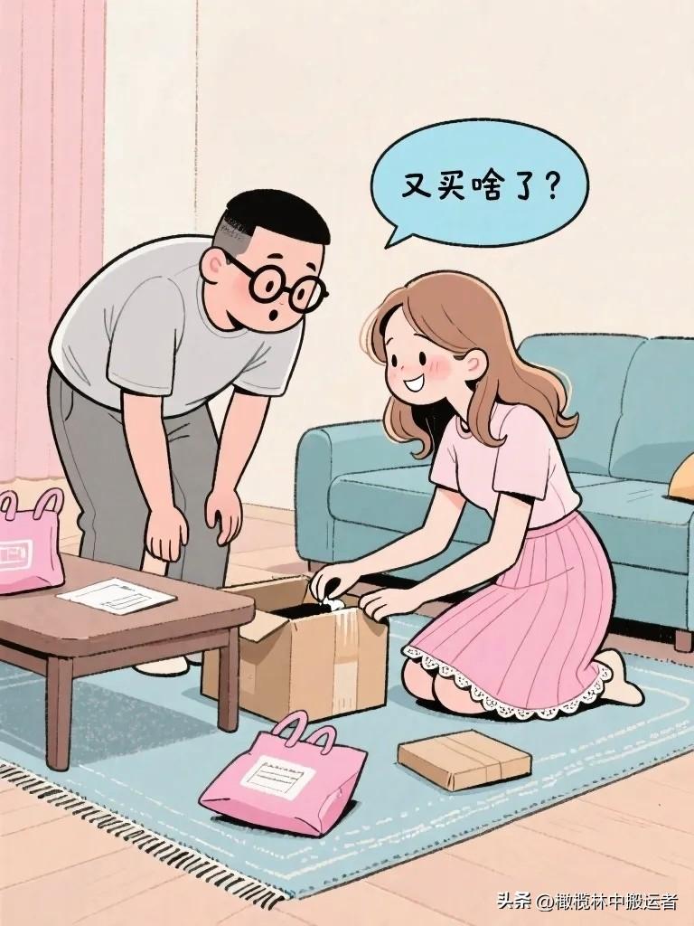 趣味漫画：老婆拆快递，老公凑过来：“又买啥了？”老婆神秘一笑：“给你的惊喜。”老