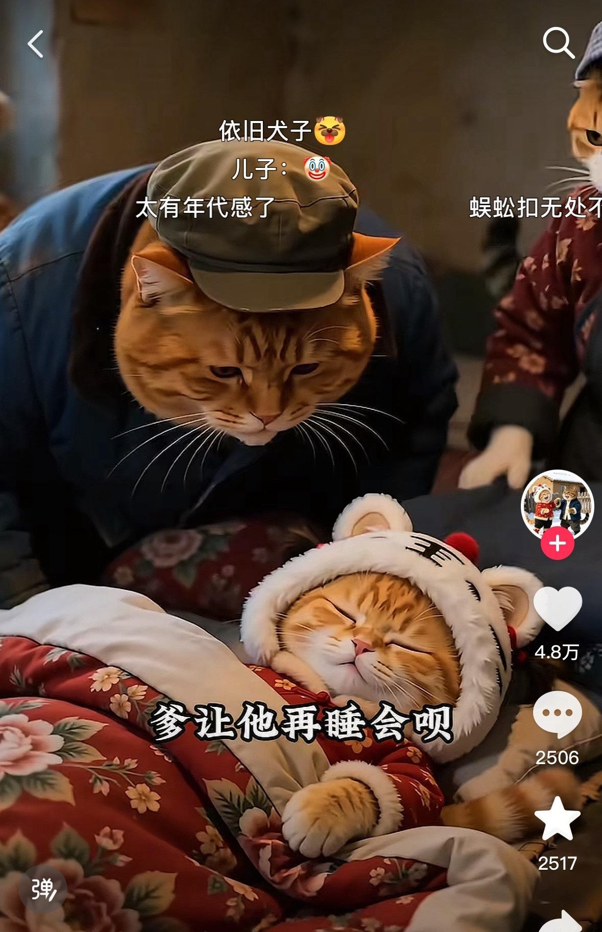 每天在抖音上看东北口音的AI小猫视频，看得我好想吃猪肉白菜炖粉条 