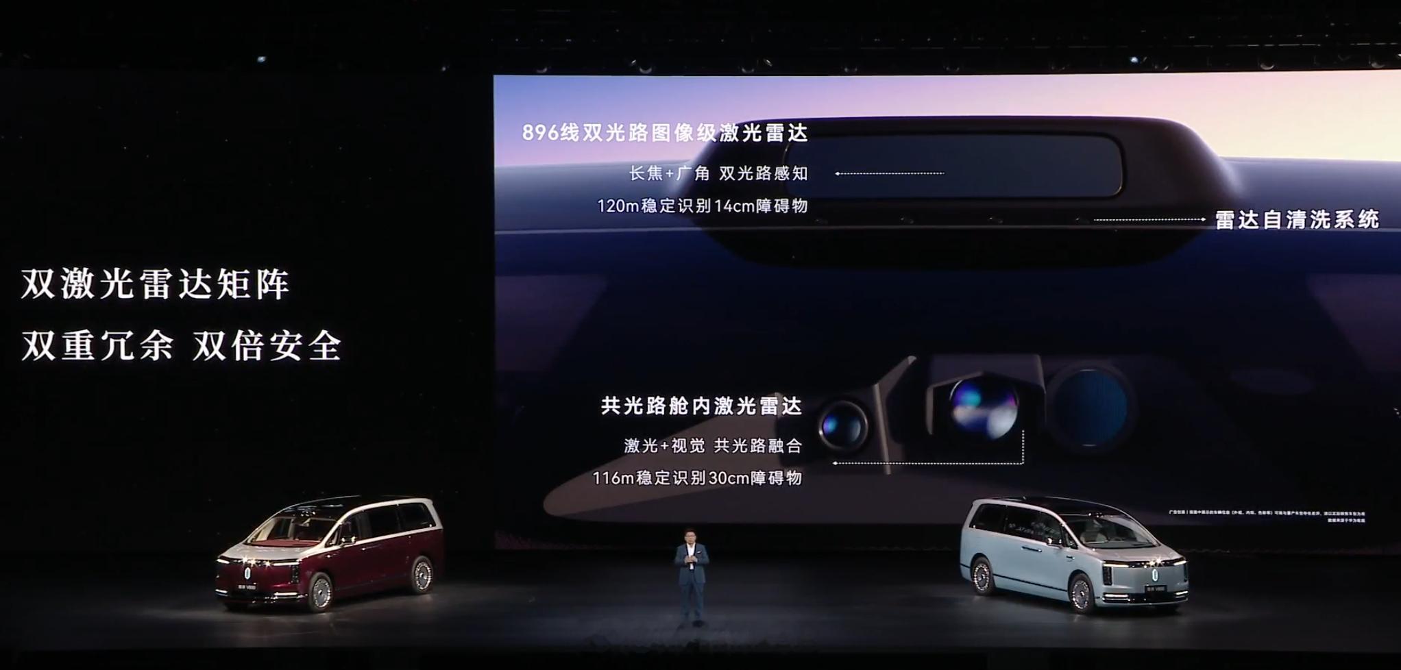 尊界 V800 和 V680 搭载全新一代全向立体融合感知系统，全车 40 个传