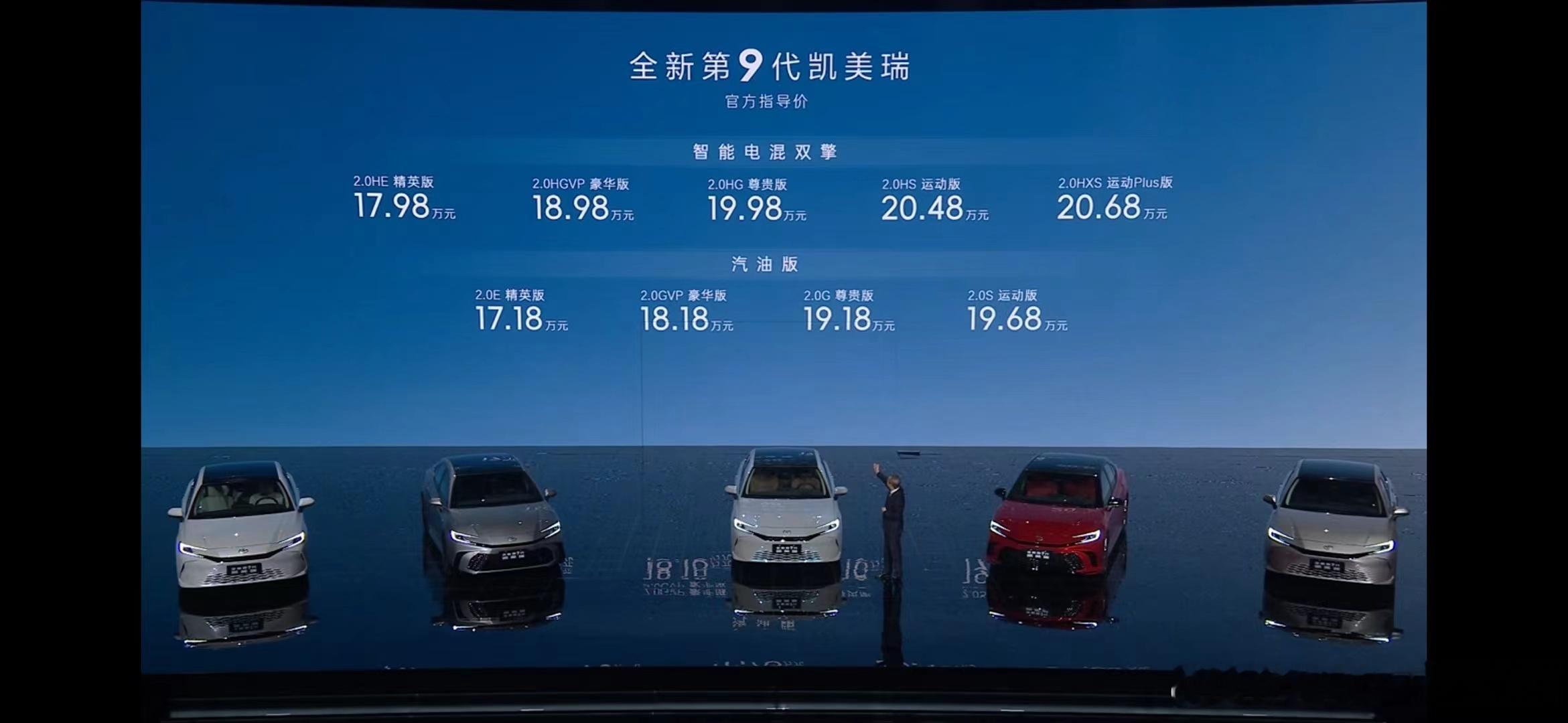 全新一代凯美瑞上市，2.0汽油版售价17.18-19.68万，2.0混动版售价1