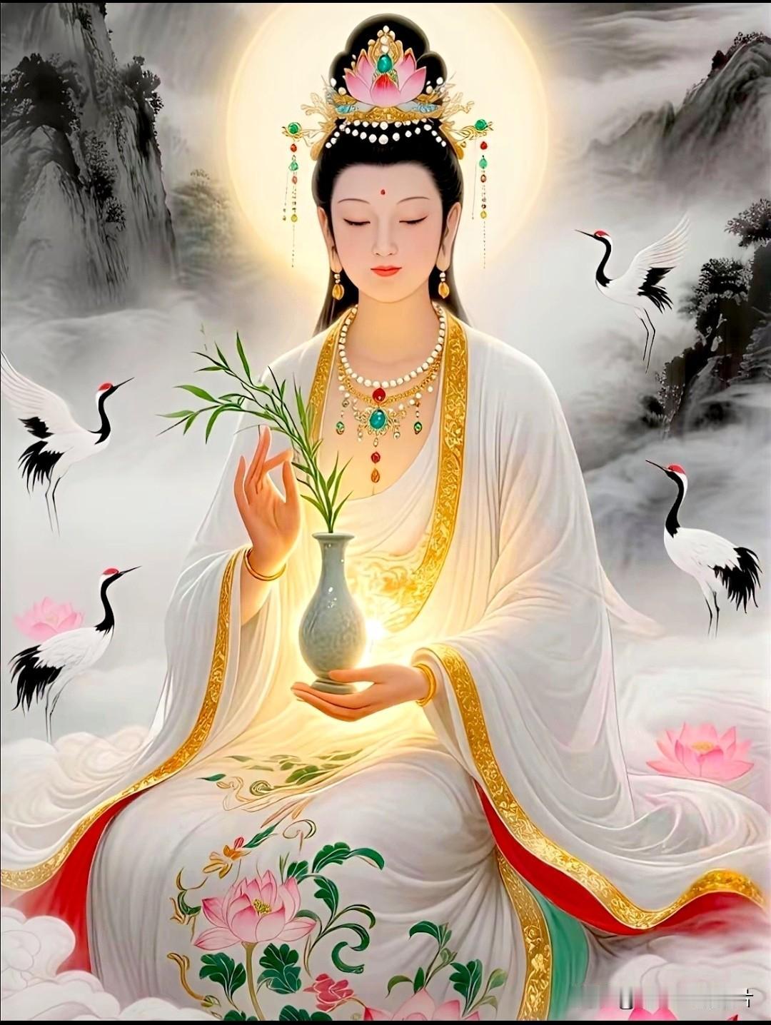 净瓶藏甘露，慈悲济众生。