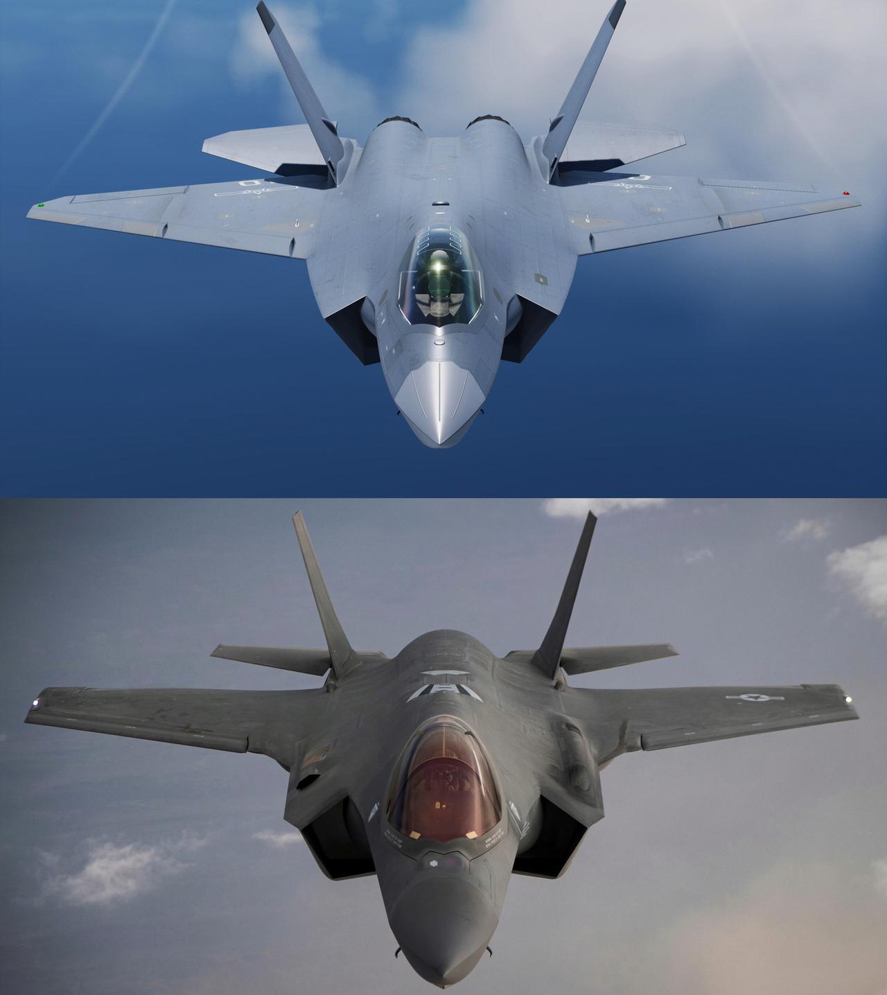 中国🇨🇳海军歼-35“蓝鲨”隐形舰载战斗机VS美国🇺🇸海军F-35C“闪
