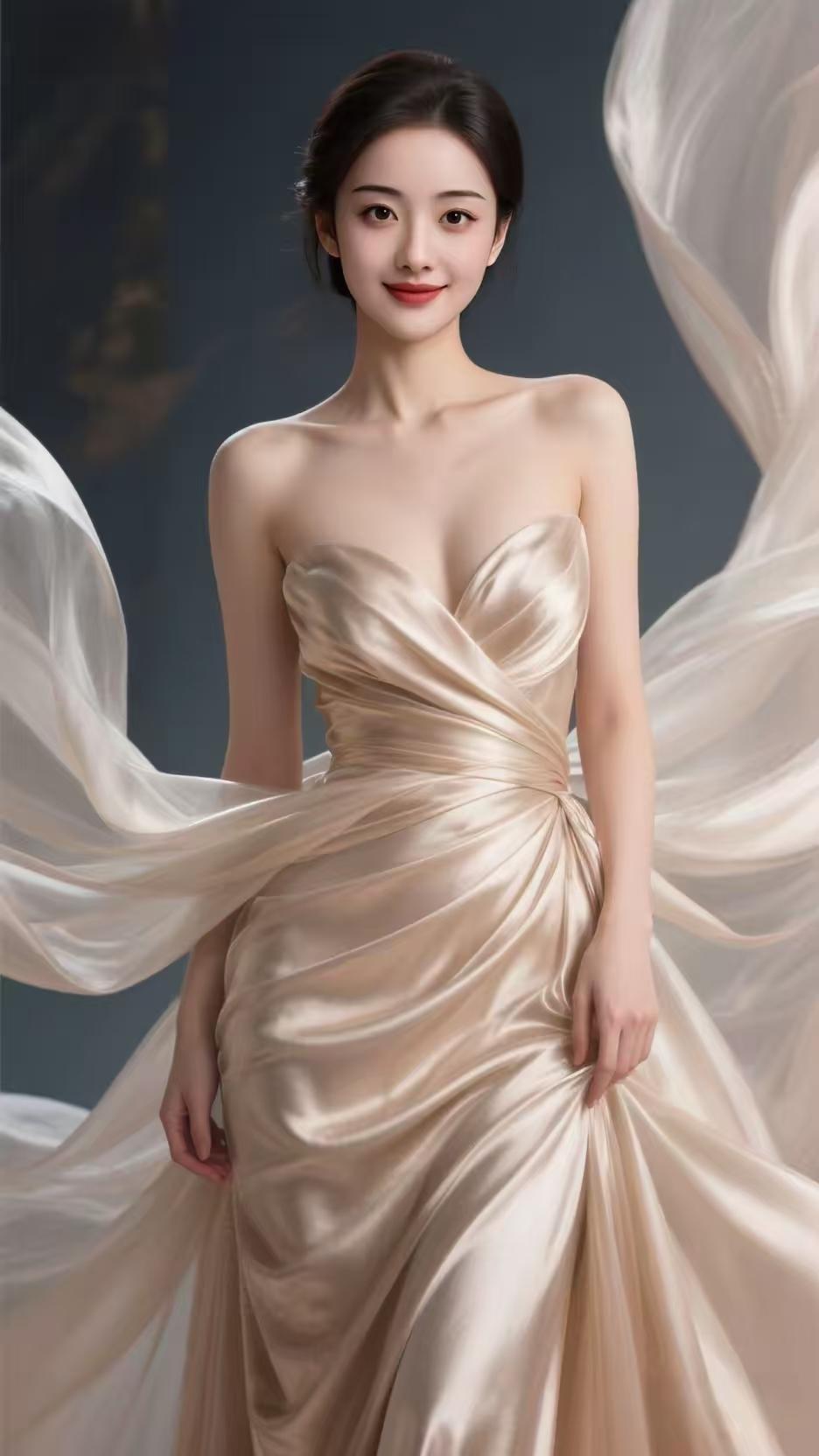 优雅缎面礼服，气质满分！