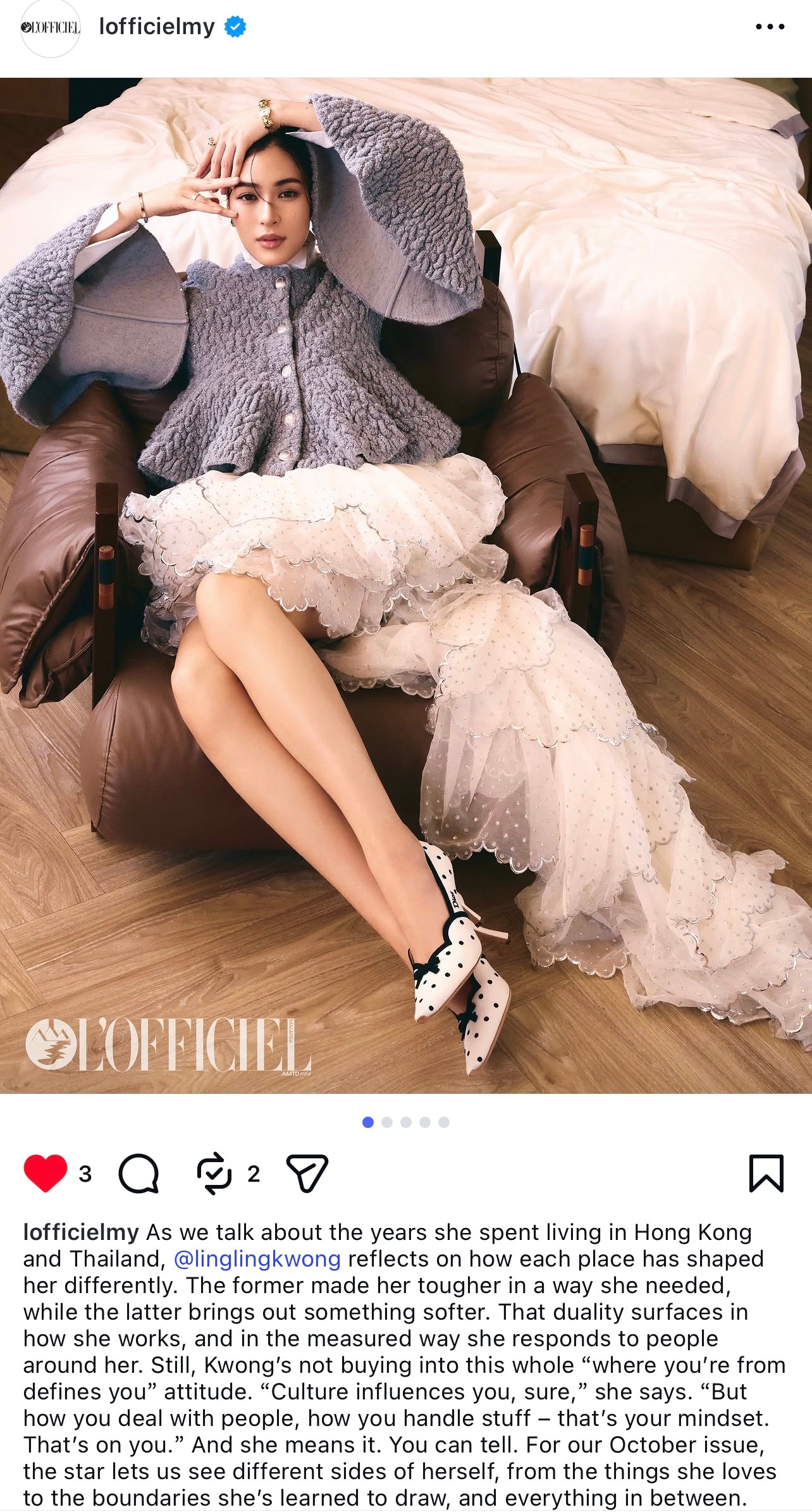 《L'OFFICIEL》马来西亚版更新邝玲玲十月刊“我们聊起邝玲玲曾经在香港和泰