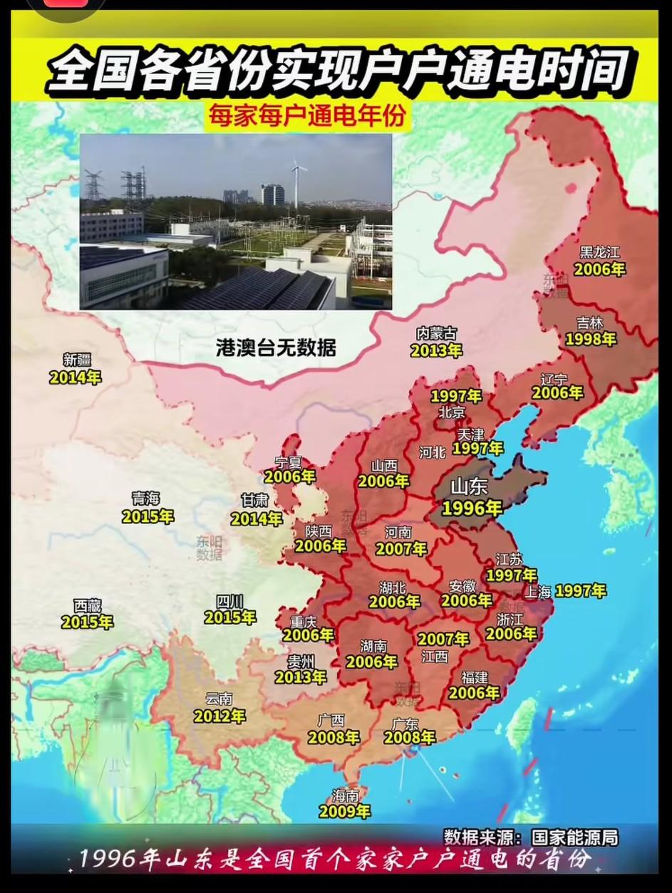 我记得很小的时候就已经通电了，没想到我大福建06年才户户通电。
  据国家能源局