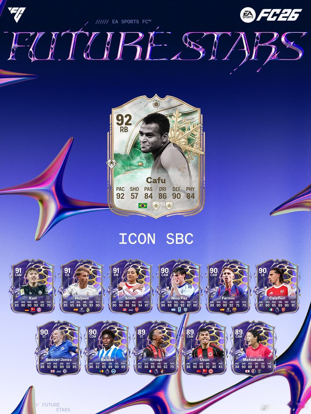 2月9日新增SBC：✦ Cafu✦ 明日之星挑战 4✦ 88+ 返场超级巨星球员