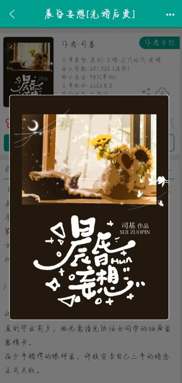 [先婚后爱]假绅士真腹黑x内敛敏感博主书名:《晨昏妄想》作者:司基△双向暗恋+校