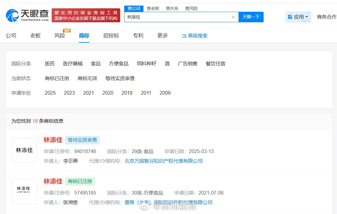 【#林添佳已被注册为商标#，#林浩女儿名已被注册为商标#】#林浩给女儿取名0添加