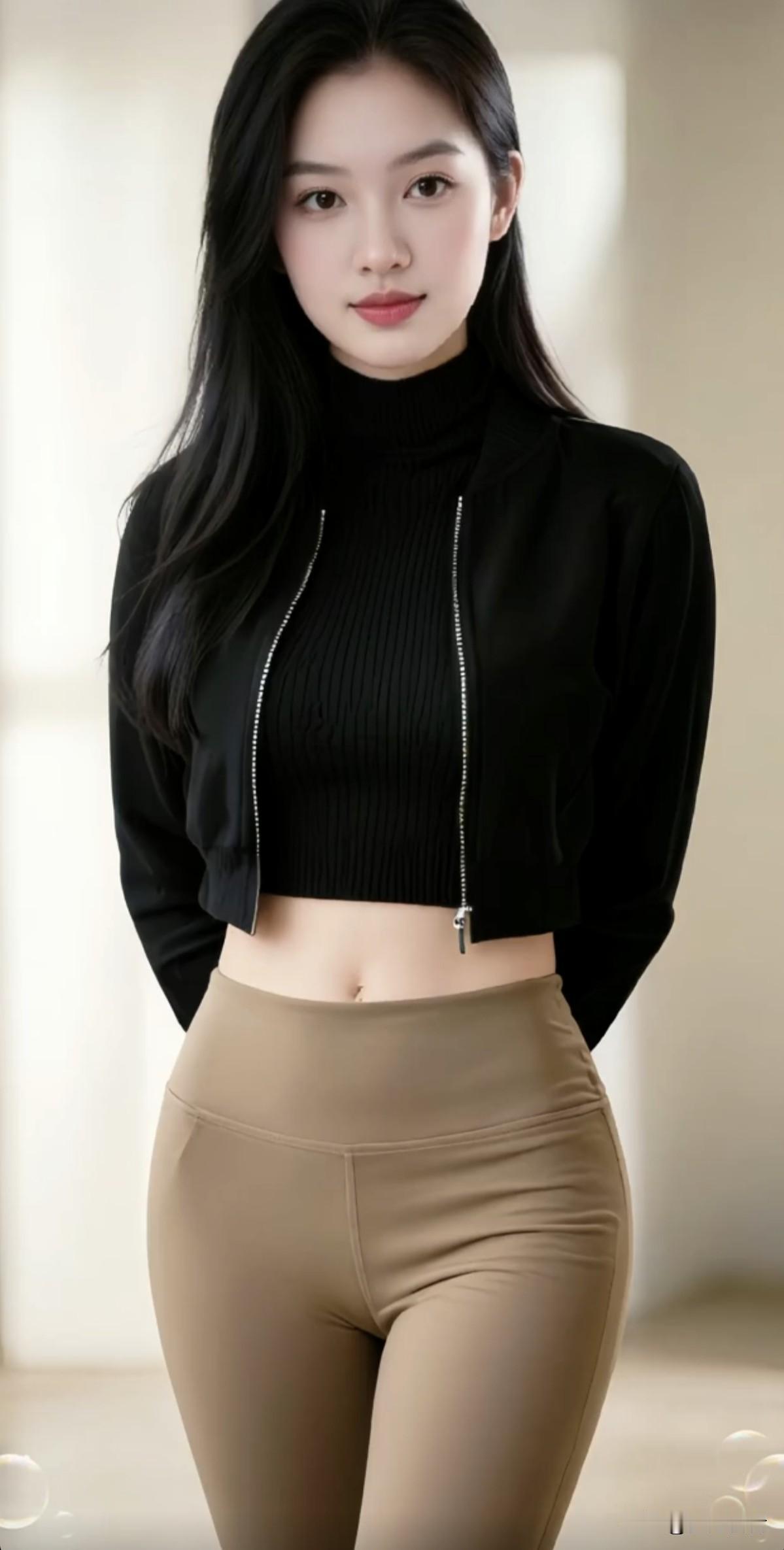 黑衣美人，风姿绰约。