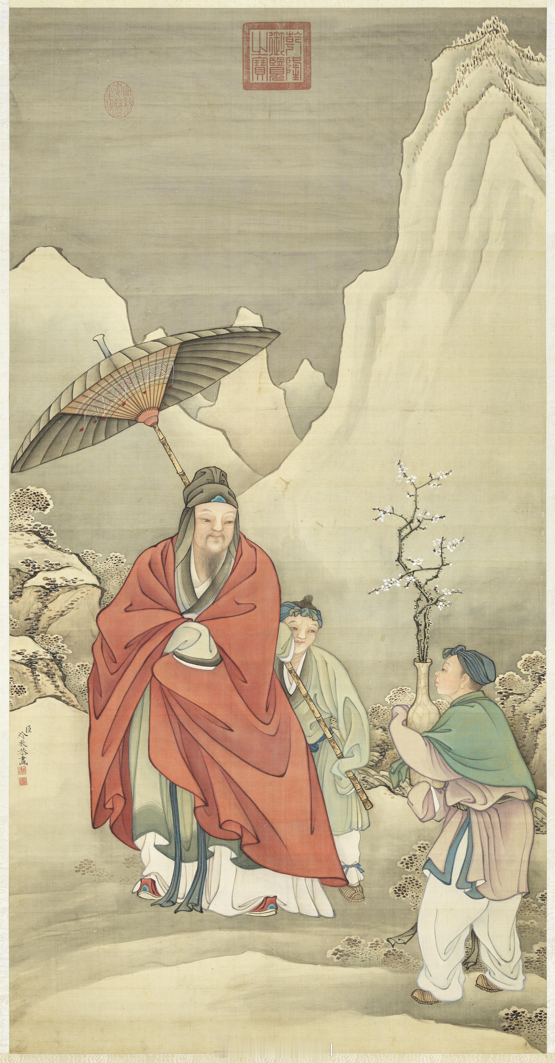 清 冷枚 人物画幅　轴冷枚，字吉臣，山东胶州人。康熙年间供奉内廷，作品见于康熙四