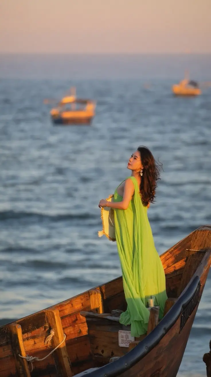 海风轻轻吹 晚风很温柔 人像写真 摄影