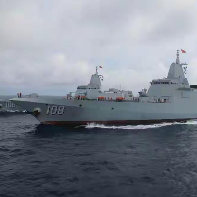 新年伊始，解放军开训，竟意外曝光北海舰队四艘055型驱逐舰同框画面！四艘万吨巨舰