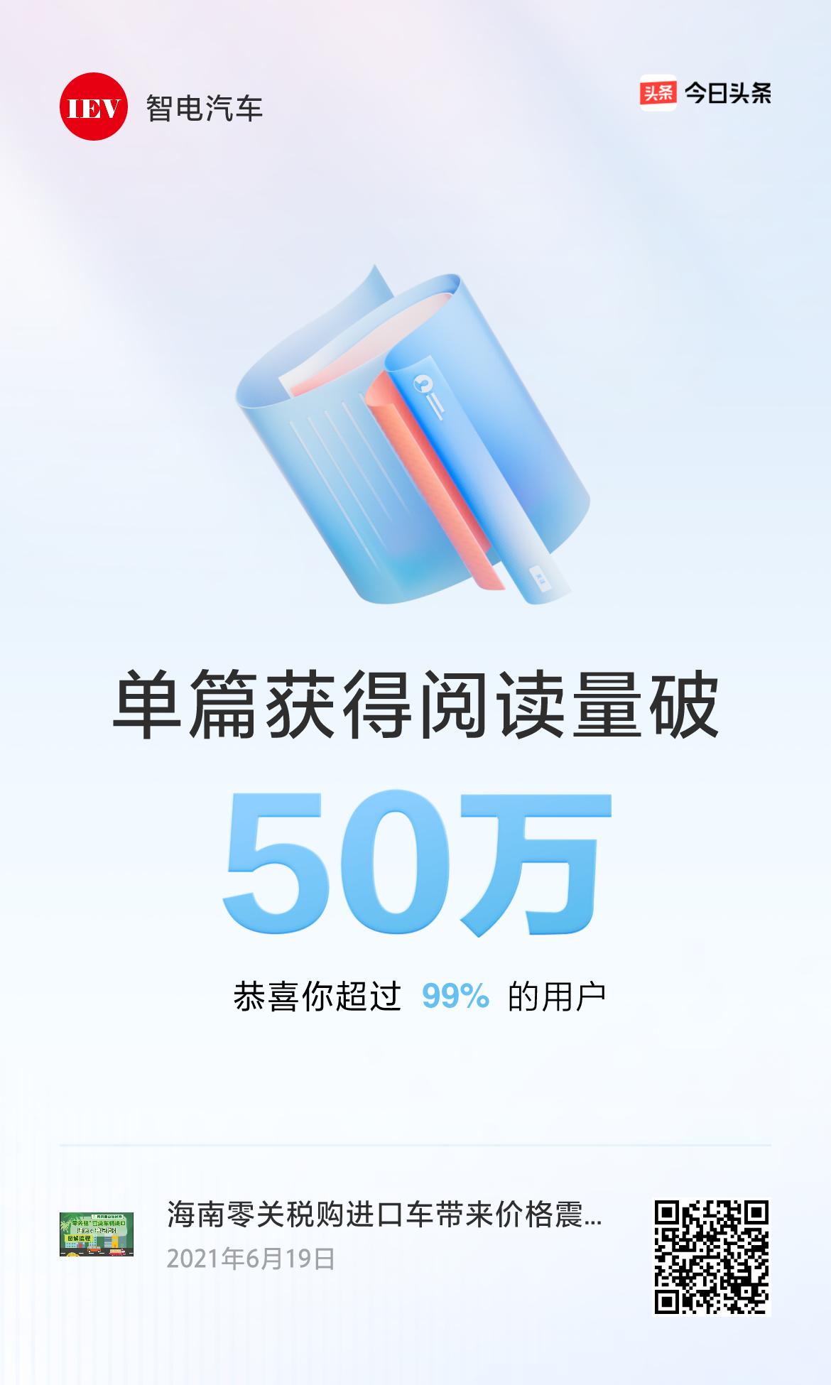 🎉我创作的单篇内容获得超过50万阅读量啦！