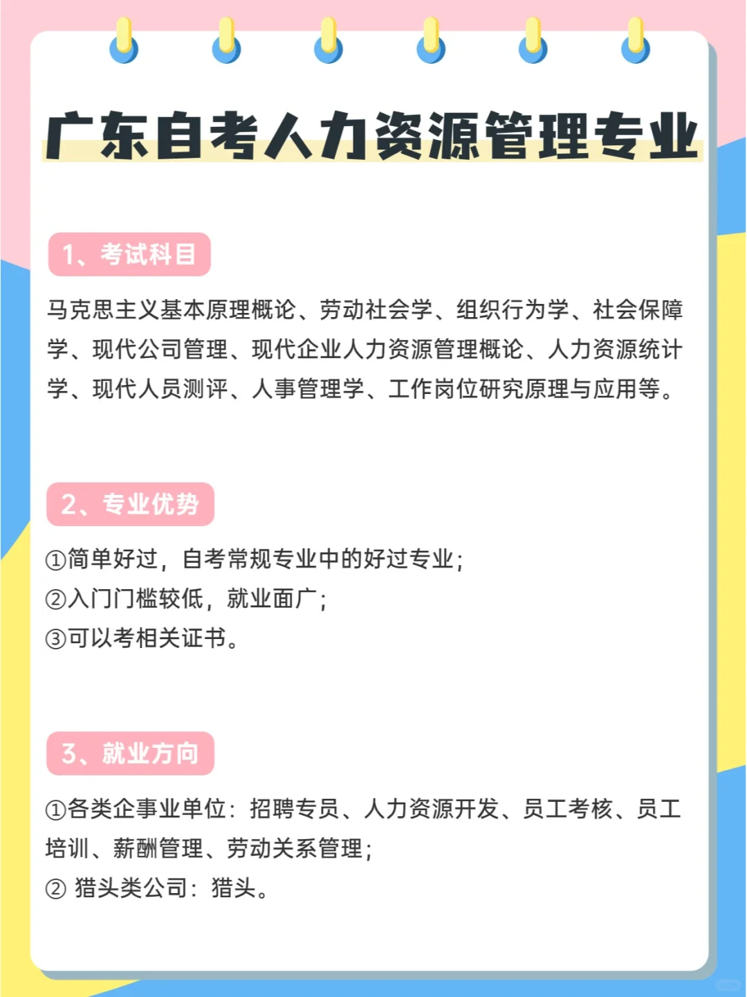 广东自考人力资源管理专业课程及顶替表